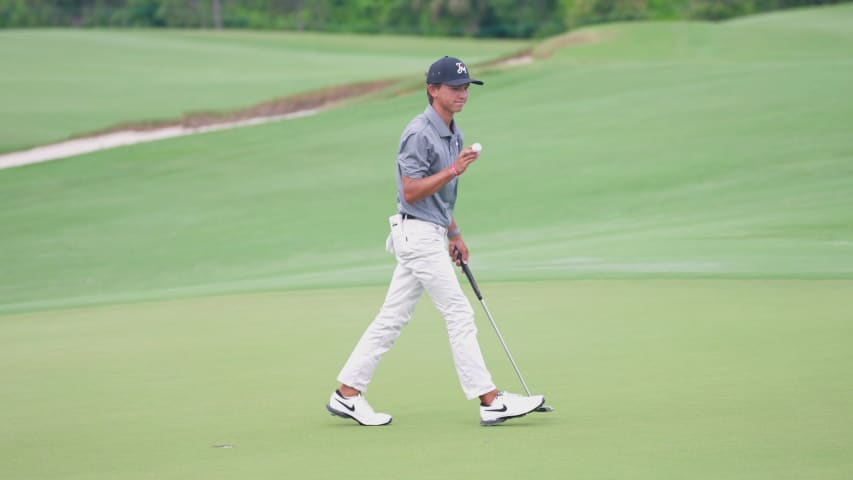 Miles Russell birdies around the turn at LECOM Suncoast Classic