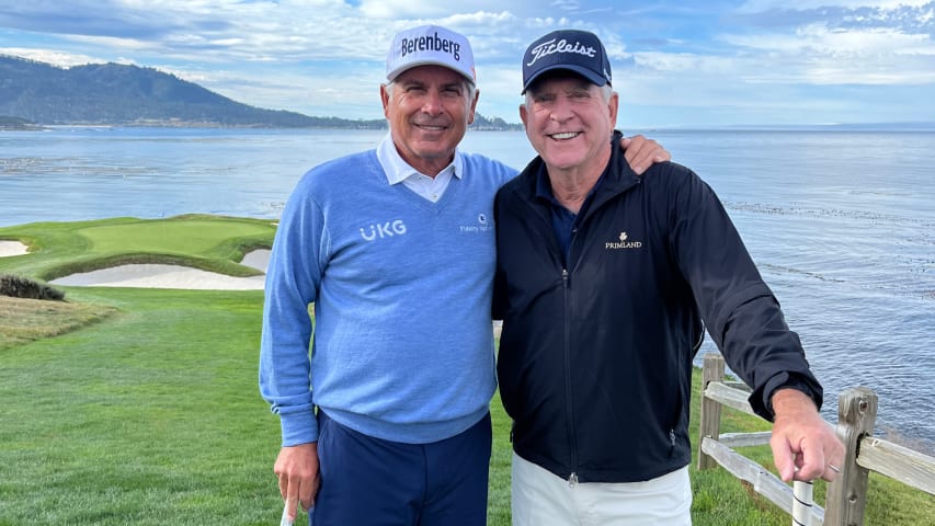 Fred Couples and Jay Haas play No. 7 at Pebble Beach